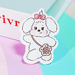 Flower White Cute Rabbit Acrylic Lapel Pin, Easter Theme Badge for Corsage Scarf Clothes, Flower Pattern, 30~50mm