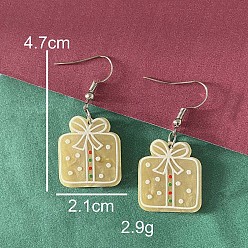 Box Рождественские акриловые серьги-подвески, платина, подарок, 47x21 мм