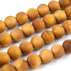 Wood Natural Wood Beads Strands, Round, 10mm, Hole: 1.5mm, about 38pcs/strand, 15''(38.1cm)