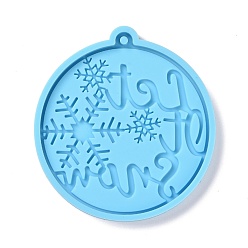 Deep Sky Blue Christmas Ball with Snowflake Pendant Silicone Molds, Resin Casting Molds, for UV Resin, Epoxy Resin Craft Making, Deep Sky Blue, 81x75x7mm, Hole: 3mm
