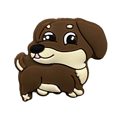 Сиена Экологичные силиконовые фокусные бусины в форме собаки, пищевые, экологически чистые, цвет охры, 28.5 мм