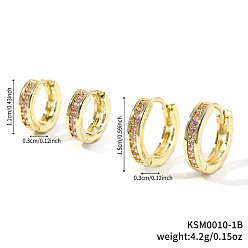 Pink 2 пары элегантных винтажных латунных серег-колец с микропаве из кубического циркония, золотые, розовые, 15~11x3 мм