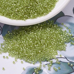(DB0910) Сверкающий Хрустальный с Желто-зеленой Линией Бусины miyuki delica, цилиндр, японский бисер, 11/0, (db 0910) сверкающий желто-зеленый кристалл, 1.3x1.6 мм, отверстие : 0.8 мм, Около 2000 шт / 10 г