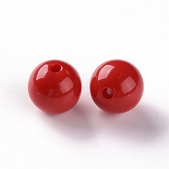 FireBrick Opaque Acrylic Beads, Round, FireBrick, 12x11mm, Hole: 1.8mm, about 566pcs/500g