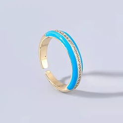 Blue Minimalist European and American Style Zircon Oil Drop Ring for Women