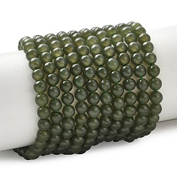 Nephrite Jade Натуральные нефритовые бусины из хэтяньского нефрита, гладкий круглый, 4 мм, отверстие : 0.9 мм, около 96 шт / нитка, 15.16'' (38.5 см)