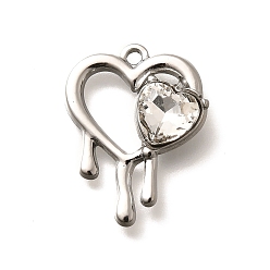 Кристалл 304 подвески из нержавеющей стали, со стразами, цвет нержавеющей стали, сердце, кристалл, 25.5x19.5x5.5 мм, отверстие : 2 мм