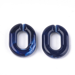 Dark Blue Acrylic Linking Rings, Quick Link Connectors, For Jewelry Chains Making, Imitation Gemstone Style, Oval, Dark Blue, 24x18x5mm, Hole: 13x7mm, about 380pcs/500g
