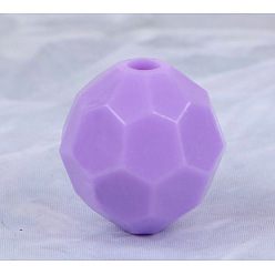 Medium Purple Opaque Acrylic Beads, Faceted (32 Facets), Round, Medium Purple, 8mm, Hole: 2mm