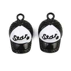 Черный Подвески из эмали и сплава, стойки покрытие, шляпные прелести, окрашеные, без кадмия, без никеля и без свинца, чёрные, 23.5x14x8.5 мм, отверстие : 2.5 мм