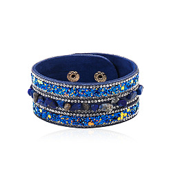 Blue Treasure Colorful Crystal Stone Bracelet - European and American Irregular Jewelry, Gemstone Leather Bracelet, Couple