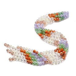 Оранжево-Красный Стеклянные бусины с гальваническим покрытием , круглые, граненый(32 граненый), градиент цвета, оранжево-красный, 8 мм, отверстие : 1.2 мм, около 48 шт / нитка, 13.98'' (35.5 см)