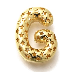 Letter G Полые медные подвески, стойки покрытие, долговечный, без кадмия и без свинца, письмо амулеты, Буква G, 22x16x7 мм, отверстие : 4.7x3 мм