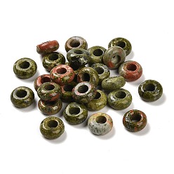 Unakite Natural Unakite European Beads, Large Hole Beads, Rondelle, 10x4.5~5mm, Hole: 4~4.3mm