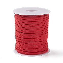 Rouge 45 m cordon en faux suède, dentelle de faux suède, rouge, 2~2.5x1.5~2mm, environ 50 yards (45m)/rouleau