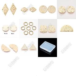 Mixed Shapes 45 pcs 9 styles charmes de connecteur en laiton, réel 18 k plaqué or, plaqué longue durée, formes mixtes, 8~21x8.5~21x0.4~1.5mm, Trou: 1~2mm, 5 pcs / style