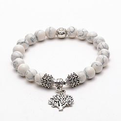 white turquoise Lava Stone Yoga Bracelet with Turquoise Buddha Beads and Tree of Life Couple Bracelets