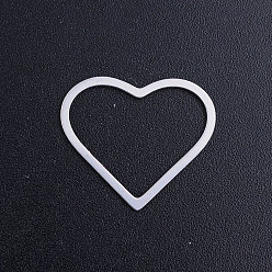 Stainless Steel Color 201 Stainless Steel Linking Rings, Heart, Stainless Steel Color, 17x20x1mm, Inner Diameter: 15x17.5mm