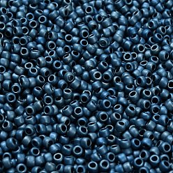 (511F) High Metallic Frost Mediterranean Blue Тохо 8/0 круглые бусины, японский бисер, матовое никелирование, (511 f) средиземноморский синий морозный металлик., 3 мм, отверстие : 1 мм, Около 1110 шт / 50 г