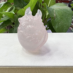 Rose Quartz Natural Rose Quartz Carved Healing Dragon Egg Figurines, Reiki Energy Stone Display Decorations, 50~60mm