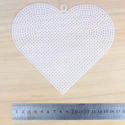 White Heart-shaped Plastic Mesh Canvas Sheet, for DIY Knitting Bag Crochet Projects Accessories, White, 148x168x1.5mm