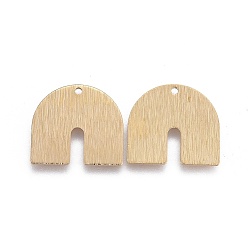Real 18K Gold Plated Rack Plating Brass Pendants, Horseshoe, Real 18K Gold Plated, 15.5x17x0.6mm, Hole: 1.2mm