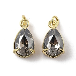 Серебро Подвески из латуни с кубическим цирконием и стеклянным кристаллом, слеза, реальный 18 k позолоченный, стойки покрытие, долговечный, без свинца и без кадмия, с целью перехода в кольце, серебряные, 14x8x6.5 мм, отверстие : 2 мм