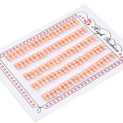 Персиковый Слойка Сорт 3бусины из натурального культивированного пресноводного жемчуга, половине просверлил, полукруглые бусины, розовые, 3.5~4x2~2.5 мм, отверстие : 0.8~1 мм