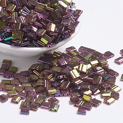 (TL301) Dark Topaz Rainbow Gold Luster MIYUKI TILA Beads, Japanese Seed Beads, 2-Hole, (TL301) Dark Topaz Rainbow Gold Luster, 5x5x1.9mm, Hole: 0.8mm, about 590pcs/50g