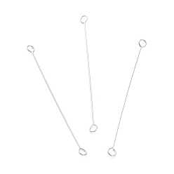 Stainless Steel Color 316 Surgical Stainless Steel Eye Pins, Double Sided Eye Pins, Stainless Steel Color, 40x2.5x0.4mm, Hole: 1.6mm