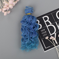 Cornflower Blue High Temperature Fiber Long Instant Noodle Curly Hairstyle Doll Wig Hair, for DIY Girl BJD Makings Accessoriess, Cornflower Blue, 150mm