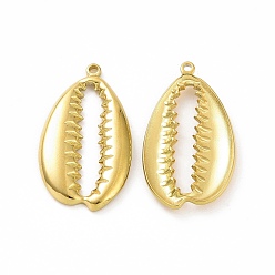 Настоящее золото 18K Ионное покрытие (ip) 304 подвески из нержавеющей стали, шарм из ракушек, реальный 18 k позолоченный, 27x15x2.5 мм, отверстие : 1.2 мм