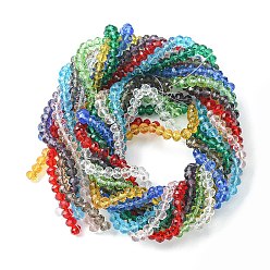 Mixed Color DIY Bling Earring Bracelet Making Kit, Including Rondelle Glass Beads, Elastic Thread, Brass Earring Hooks, Mixed Color, 860~890Pcs/set