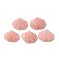 Розовый Опал Натуральные розовые опаловые подвески, подвески из листьев гинкго, 15x19x3~4 мм