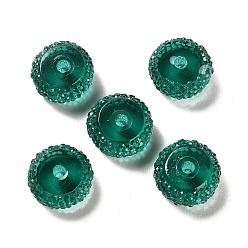 Green Transparent Resin Beads, Textured Rondelle, Green, 12x7mm, Hole: 2.5mm