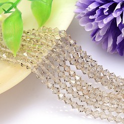 PapayaWhip Faceted Imitation Austrian Crystal Bead Strands, Grade AAA, Bicone, PapayaWhip, 6x6mm, Hole: 0.7~0.9mm, about 68pcs/strand, 15.7 inch