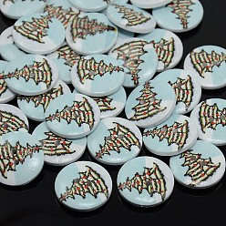 Аква Кнопки для отдыха, Круглые деревянные пуговицы, 2-луночные, окрашенные, вода, 15x4 мм, отверстие : 1.5 мм