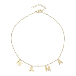 Golden 304 Stainless Steel Letter MAMA Pendants Necklace, Brass Cable Chains Necklaces, Golden, 17.83 inch(45.3cm)
