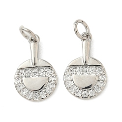 Платина Латунные микро проложить кубического циркония подвески, Ракетки для настольного тенниса, долговечный, без кадмия и без свинца, стойки покрытие, с целью перехода в кольце, платина, 15.5x9.5x1.5 мм, отверстие : 3.3 мм