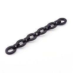 Noir Chaînes porte-câbles en acrylique opaque peintes à la bombe, chaînes à maillons rapides, noir, 24x18x4 mm et 18.5x11.5x5 mm, environ 39.37 pouces (1 m)/brin
