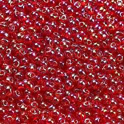 (DP298) Transparent Ruby AB Миюки 3.4мм капельные бусины, японский бисер, прозрачные цвета AB, (dp298) прозрачный рубин ab, 3.4x3 мм, отверстие : 0.65 мм, Около 900 шт / 50 г