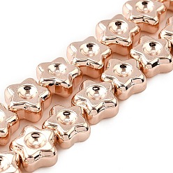 Светло-Золотое Покрытие Стеклянные бусины с гальваническим покрытием , звезда, полное покрытие, свет позолоченные, 11x11x5.5 мм, отверстие : 0.8 мм, около 44 шт / нитка, 17.56'' (44.6 см)