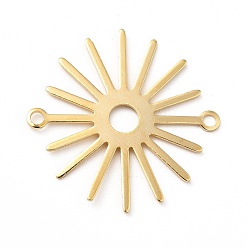 Real 24K Gold Plated Brass Connector Charms, Sun Links, Long-Lasting Plated, Cadmium Free & Lead Free, Real 24K Gold Plated, 27.5x28x0.6mm, Hole: 1.8mm