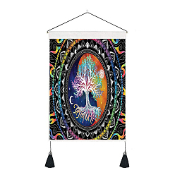 Colorful Polyester Tree of Life Pattern Wall Hanging Tapestry, Vertical Tapestry, for Home Decoration, Rectangle, Colorful, 500x350mm