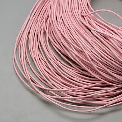 Pink Spray Painted Cowhide Leather Cords, Pink, 1.5mm, about 100yards/bundle(300 feet/bundle)