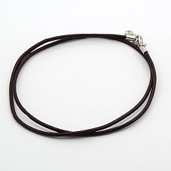Coconut Brown Leather Cord Necklace Making, with Brass Lobster Claw Clasps and Brass Tail Chains, Coconut Brown, 18~18.5 inch