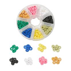 Mixed Color 1120Pcs 8 Colors Handmade Polymer Clay Beads, Disc Heishi Beads, Mixed Color, 6x1mm, Hole: 2mm, 140pcs/color