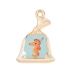 Sea Horse Подвески из сплава , стойки покрытие, брелоки для сумок, напечатанный, без кадмия, без никеля и без свинца, золотые, морской конек, 23.5x16x2 мм, отверстие : 2 мм