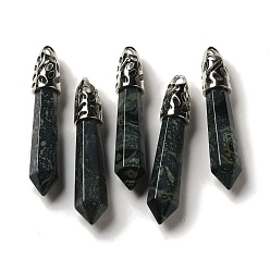 Яшма Камбаба Большие остроконечные подвески из натуральной яшмы камбаба, подвески-пули с граненой структурой, фурнитура из латуни с платиновым покрытием, фурнитура из латуни с платиновым покрытием, 56~65x11~11.5x10~10.5 мм, отверстие : 4 мм