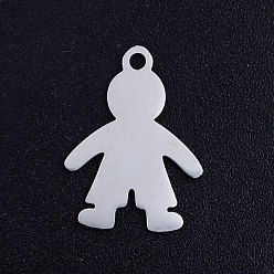 Stainless Steel Color 304 Stainless Steel Pendants, Blank Stamping Tag, Boy, Stainless Steel Color, 17x12x1mm, Hole: 1.4mm